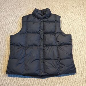 Lands' End Down Puffer Vest Womens XL 18-20 Black Quilted Pockets Outdoor